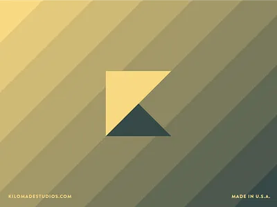 Kilomade Studios branding craftsmanship furniture brand gradient kilomade logo made in america minimal woodworking yellow