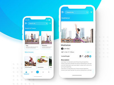 Health & Yoga app application design cards interface design list ui uidesign ux uxdesign