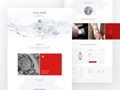 Swiss Made - RH clean design elegant flat landing minimal red simple typography ui website