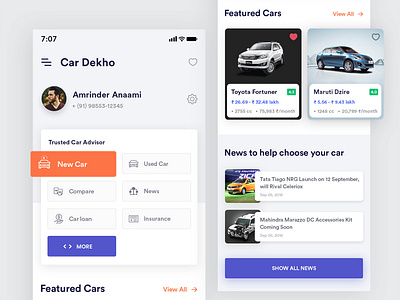 Car Dekho Redesign app car dashboard car dekho clean color creative dealers design gradients interface ios logo mobile modern sell car typography uiux