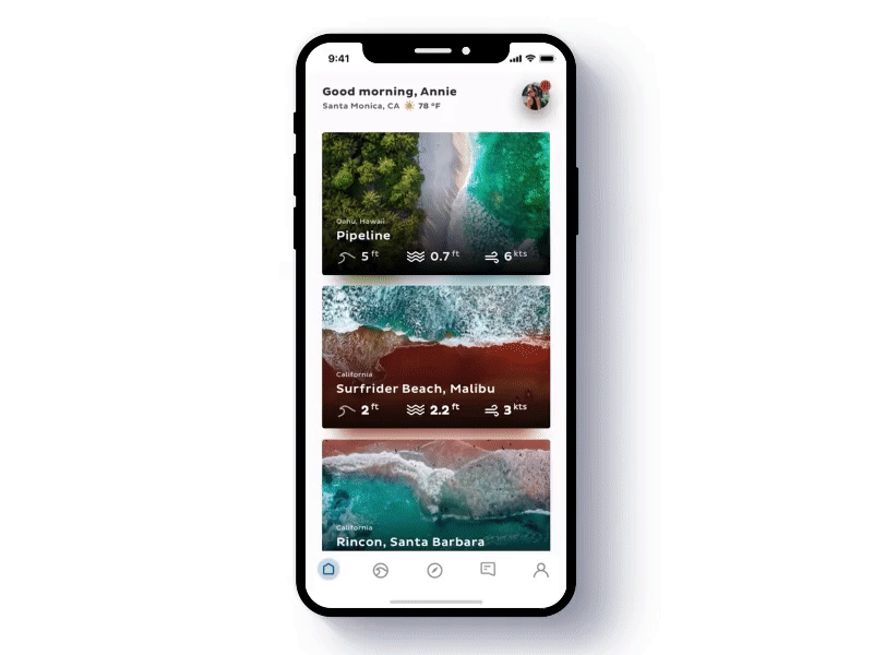 Example of Surfing App Interaction 🏄