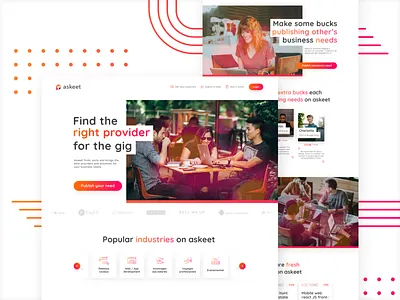 Askeet - Landing page design graphic icon interface orange red ui ux web