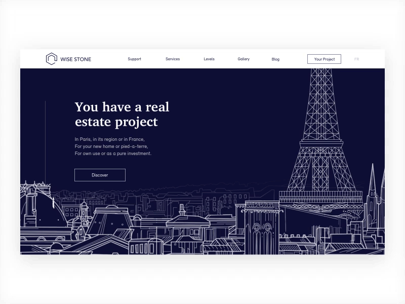 Wise Stone - Animation blue design illustration interface landing loading paris real estate ui ux web