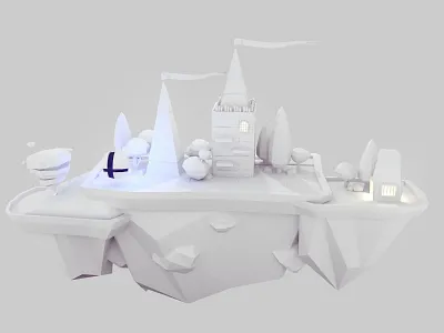 Greyscale Hyrule Castle - Low Poly Super Smash Bros. 3d 3d artist blender blender3d castle hyrule link lowpoly lowpolyart smash smash bros