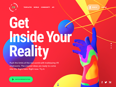 VR Chatrooms Website 3d bright chatroom design gaming graphic design home page illustration interface landing page technology ui user interface ux virtual reality vr web web design website