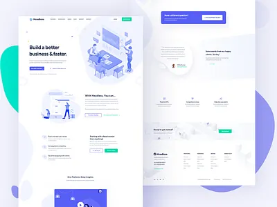 Headless || Landing Page agency branding business clean colorful design flat illustration landing page minimal software house startup trend typography uidesign uiux website website builder