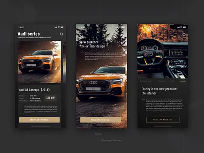 Audi introduction page android audi car design ios ui ux