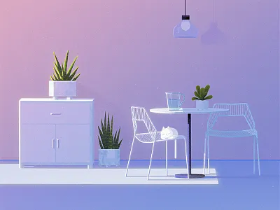 Sofa and flowers 10 cat drawing flower illustration light table