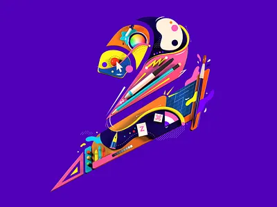 Artsy Two 2d 3d c4d design fresh illustration logo two typography