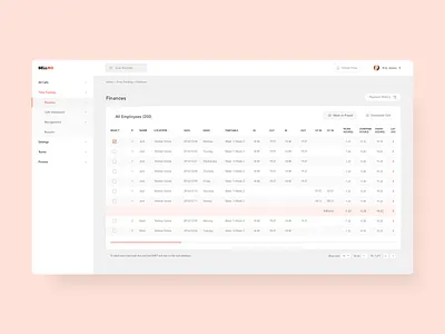 Sellmo Dashboard - Finances Page clean dashboard design inputs list simple table ui white