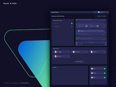 rtable.io dark dashboad meeting saas ui ux web