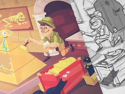 Pyramid Party adventure cartoon character characterdesign drawing game illustration party piramid process puzzle sketch spovv