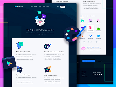Android Apps Development Platform Features Page android app development illustration interface landing logo marketing platform product ui ux web website