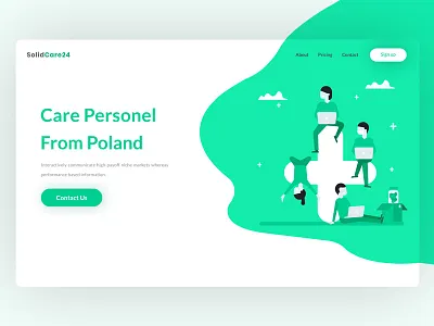 Personal Care Website Header clean design doctor website green header illustration illustration medical website minimal ui design ux design website design website header