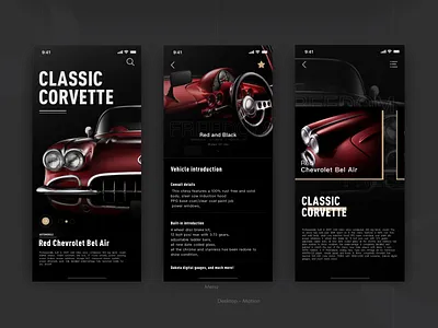 Classic Corvette android boy car classic corvette design illustration ios style ui