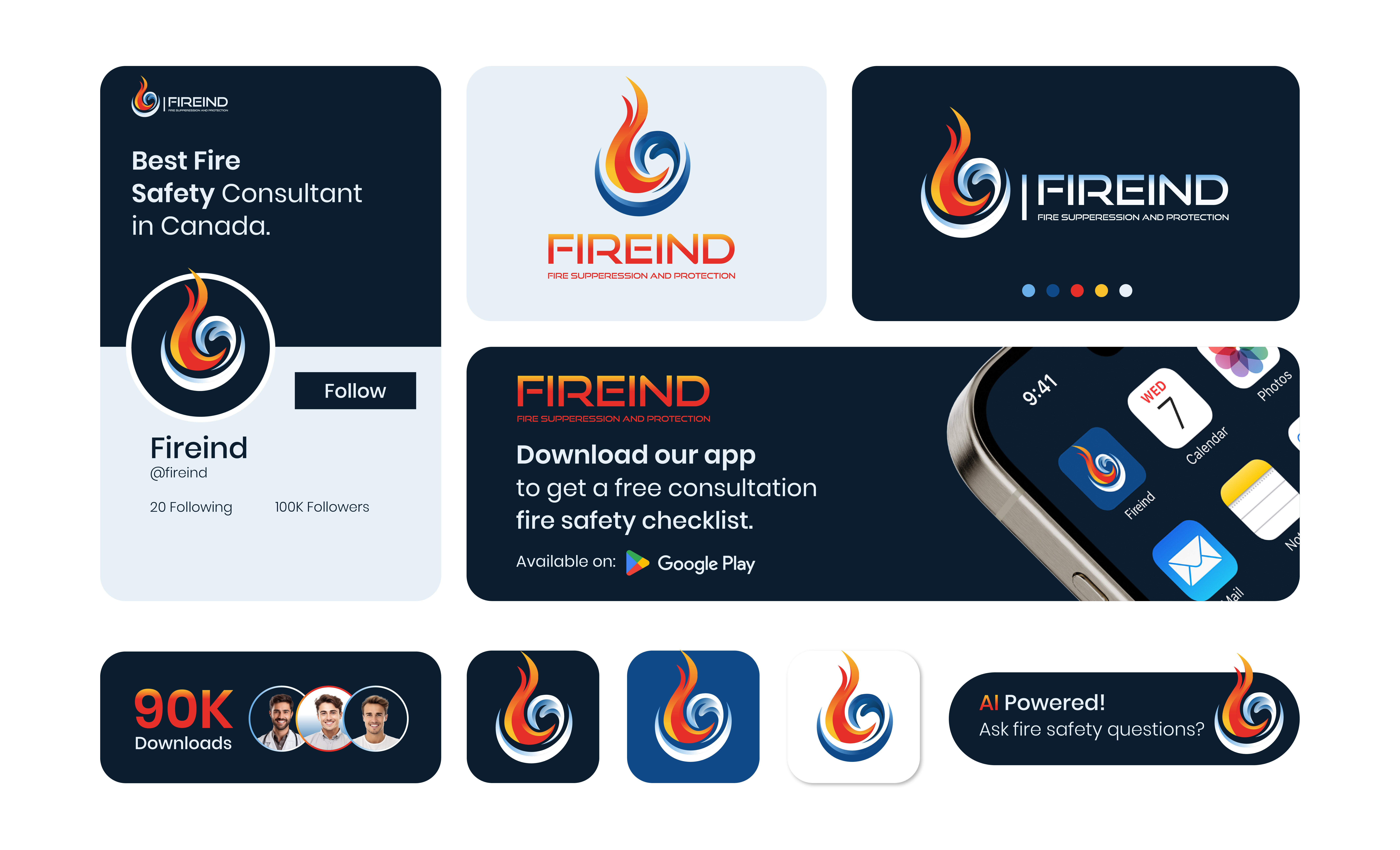 Fire suppuration and protection logo design brand kit branding emergencyresponse fire logo fire protection logo fire suppression logo firealarm fireextinguisher firefighting firehazard fireprevention fireprotection firesafety firesafetyequipment firesprinklers firesuppression logo logo design logo usage guideline safetyfirst