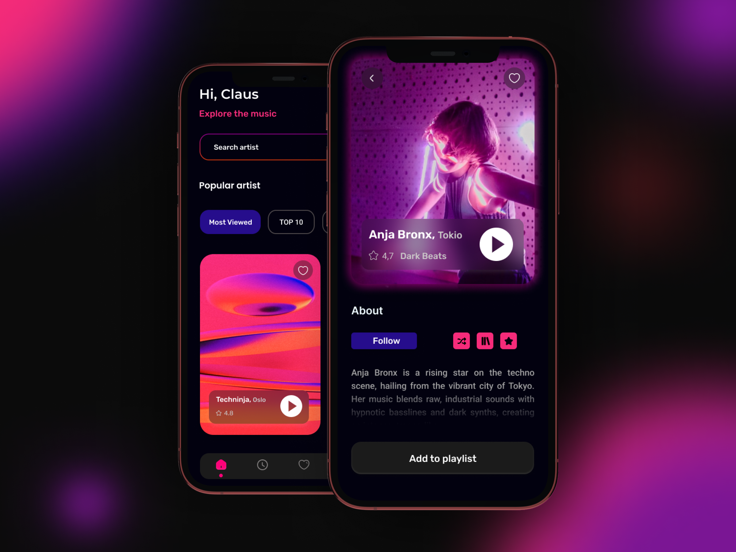 Neon Techno Vibe UI Concept app design minimalistic mobile mobile app mobile design music application player ui popular sound ui