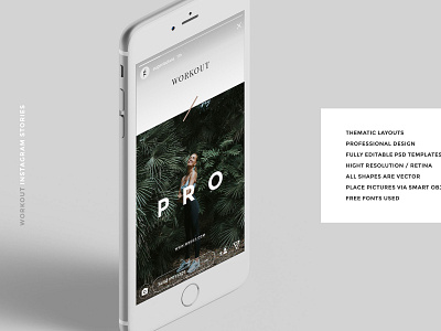 WORKOUT Instargram Stories branding creativemarket crossfit design fitness gym instagram media minimal personal photoshop social training ui