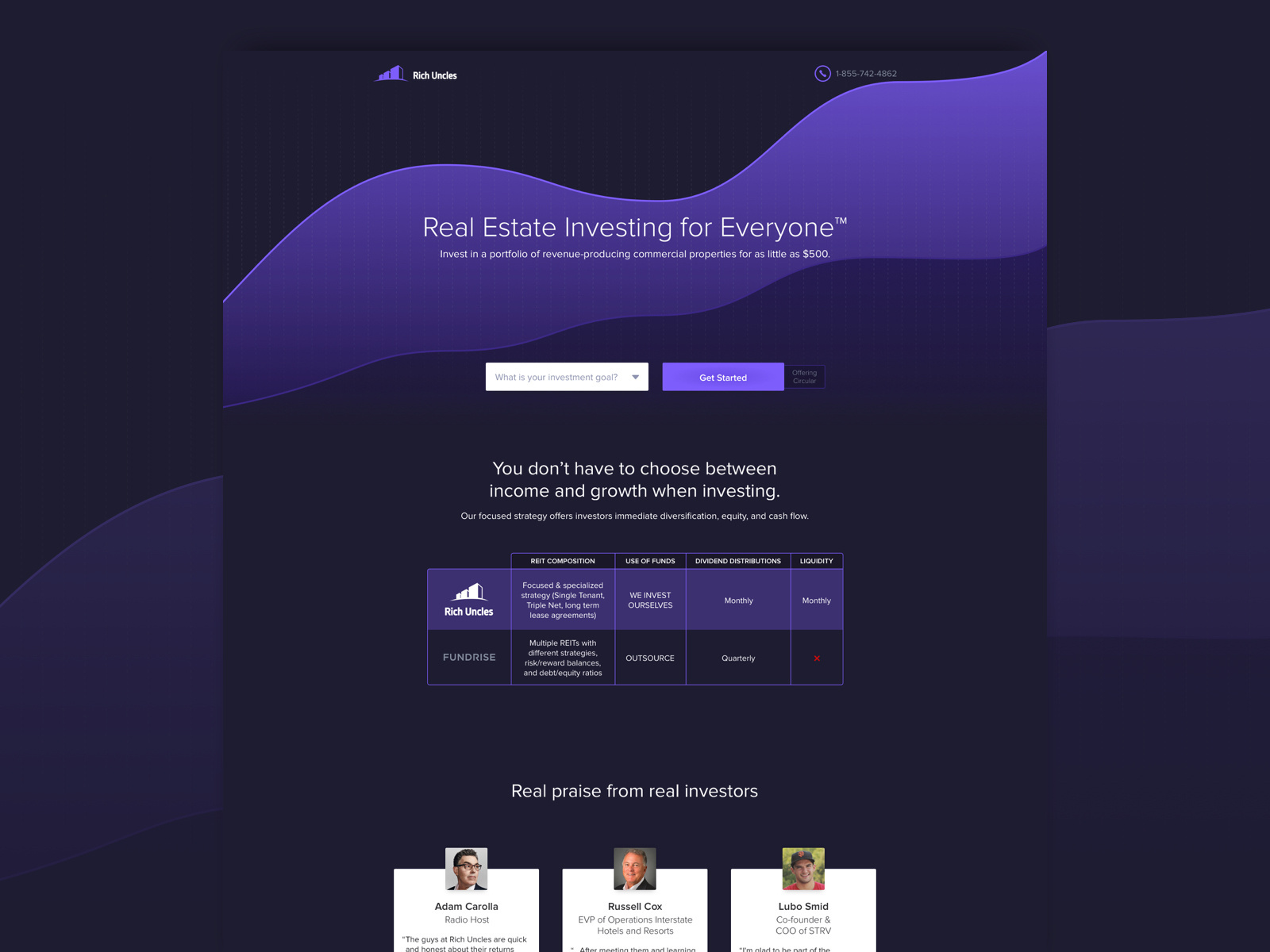 Example of Real Estate Investment Trust Competitor Page