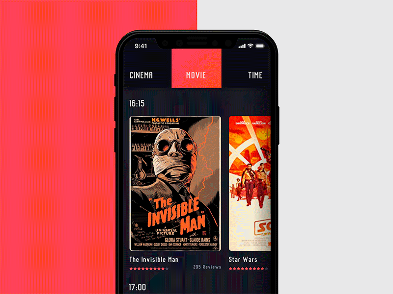 Movie - Selection Screens animation app card cinema concept desktop film interface ios layout motion movie ticket ui