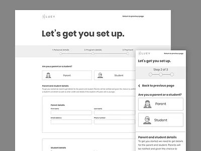 Self-enrolment class education enrolment high fidelity responsive sketch sketchapp wireframe