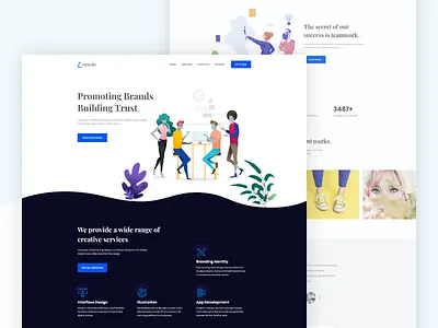 Creative Agency Landing Page Design adobe xd clean concept creative ui landing landing design landing page ui web webdesign webpage website white