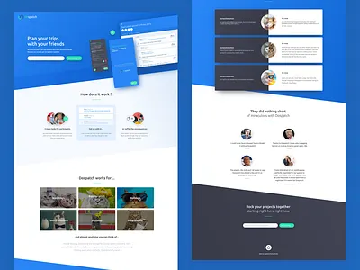 Dospatch landing app cats design diagonal diagonals landing landing page landing design shadow ui webdesign