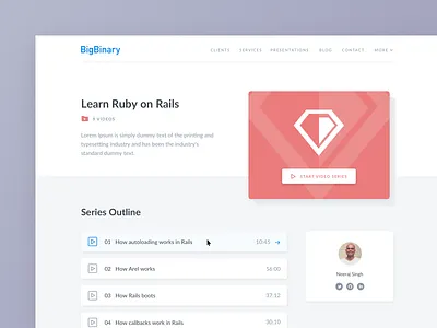 Videos - Series Outline bigbinary businesses chart clean cms code dashboard design graph illustration learning listing logo ruby statistics ui ux videos vlockn web app