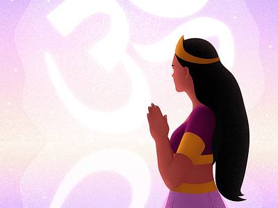 The OM adobe illustrator adobe photoshop girl grain grainy graphic design hindu hinduism illustration illustrator india olga hashim om pink purple sunrise texture