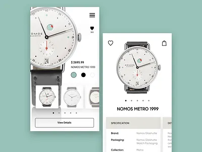 NOMOS WATCH SHOP app branding design flat identity ios minimal type typography ui ux web website