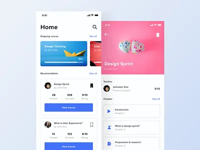 Online Course App app clean course ios ios11 iphone iphone x mobile online course ui ui kit ux