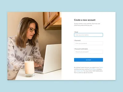 Create a business account forms log in ui web web design web site