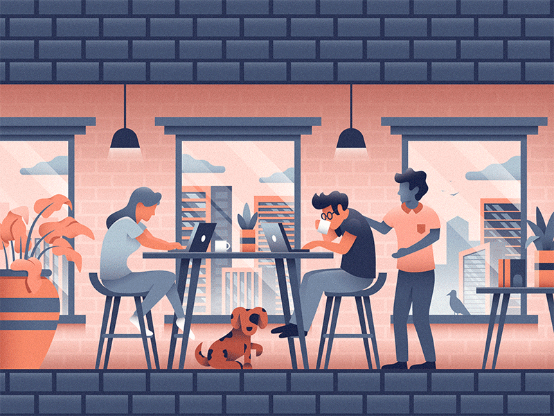 Seattle Mural agency boat city ferry flat illustration mount ranier mountains mural office orca pacific northwest seattle space needle wilderness