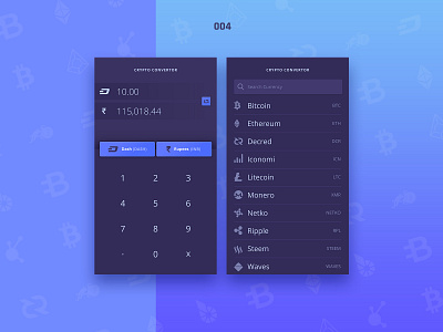 Daily UI Challenge 004 - Crypto Converter app calculator converter crypto crypto currency cryptocoin currency currency converter daily 100 dailyui dailyui004 ui uiux