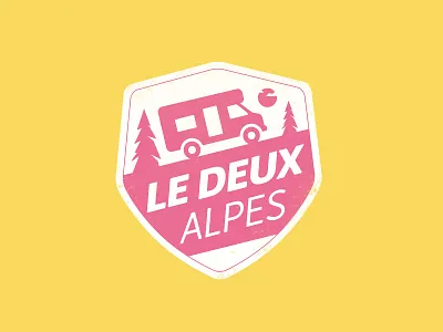 Le Deux Alpes badge branding design drawing flat icon illustration illustrator logo type typography vector