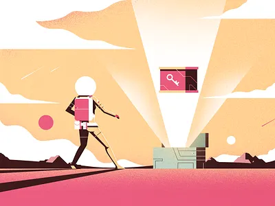 Oberlo Ebook Concept 3 art character design flat illustration landscape minimal mountains retro shadow sky space vector vintage woman