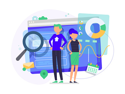 SEO optimization - illustration blue charachter design illustration landing landing page optimization page project seo simple web website