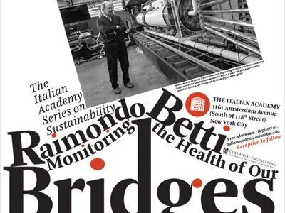 Monitoring the Health of Our Bridges black black and white bridge engineering photograph poster red type white