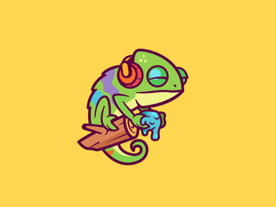 Lofislime branding lofi hiphop chameleon slime brand character mascot animal child children cute relaxing music illustration identity