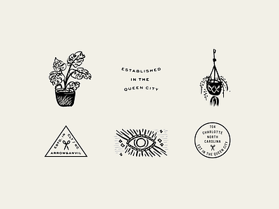 Anvil & Arrow badge branding charlottenc illustration lockup logo monogram monogram design sketch subbrand submark vintage
