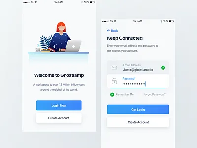 App Login Screen app application screen page field button interaction modern minimal clean interface experience login log in signup mobile iphone ios material register registration splash welcome intro typography logo flat ui ux user web website webdesign