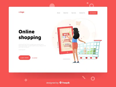 Online shopping character design illustration landing landing page online page red shopping web website