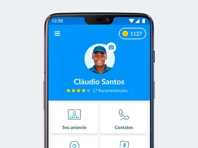Profile android app camera card contact getninjas interface photo picture profile rating ui