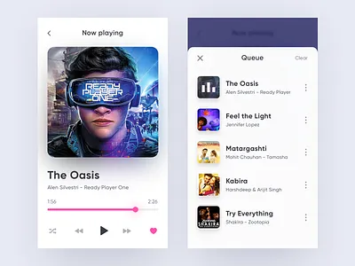 Music Player UI app clean flat ios iphonex minimal music player ui