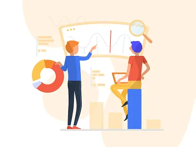 Data analysis - illustration charachter design illustration landing landing page page simple web website yellow