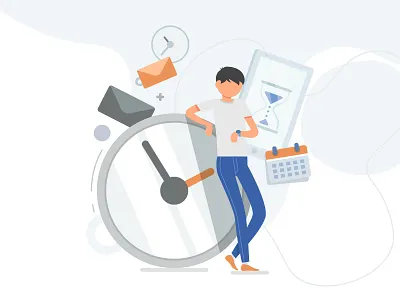 Time management - illustration charachter design grey illustration landing landing page page simple web website