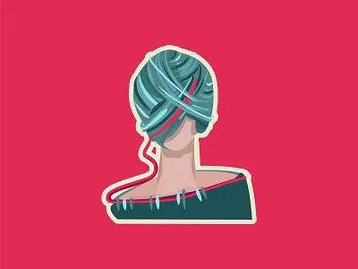 Roter Faden / Common thread 2d 2d art 2d character 2d flat art illustrated illustrator illustratorcc metaphor red and blue vector vector art vector artwork woman