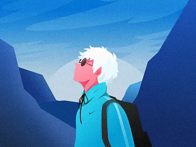 Look Up At graphic design illustrations mountains people pink scenery sunrise 蓝色
