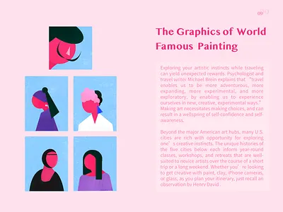 Daily exercise 013- world famous paintings blue book design flat illustration ui