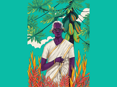 T H R E S I A hiwow illustration kerala papaya plants woman